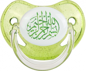 Islam Bism allah alrahman alraheem: Punta fisiológica tetina de lentejuelas verdes