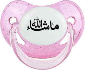 Mi sha allah en árabe: Punta fisiológica tetina rosa de lentejuelas