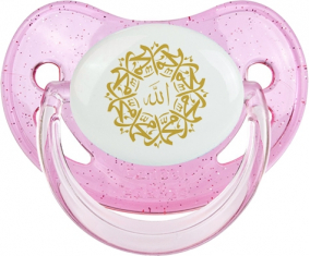 Allah - Mohamed en árabe: Punta fisiológica tetina rosa de lentejuelas