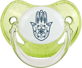 Judaísmo: Khamsa Fatman Hand: Punta fisiológica tetina verde de lentejuelas