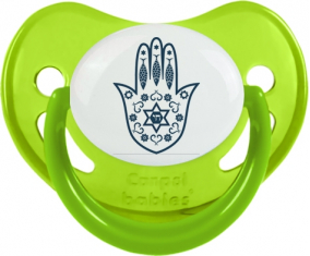Judaísmo: Khamsa Fatman Hand: Punta fisiológica de tetina verde fosforescente