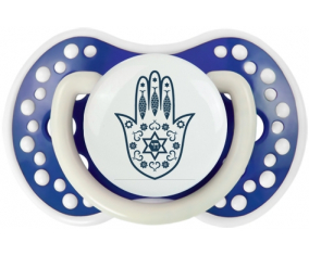 Judaísmo: Khamsa Fatman Hand: Punta tetina azul marino fosforescente Lovi Dynamic