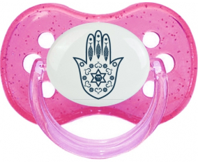 Judaísmo: Khamsa Fatman Hand: Punta de cereza tetina rosa de lentejuelas