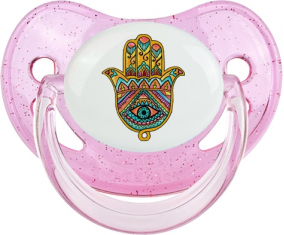 Judaísmo: Khamsa bad eye: Punta fisiológica tetina rosa de lentejuelas