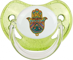 Judaísmo: Khamsa bad eye: Punta fisiológica tetina de lentejuelas verdes