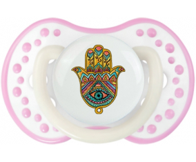 Judaísmo: Khamsa bad eye: Punta tetina de color blanco-rosa fosforescente Lovi Dynamic