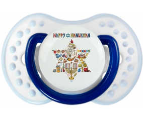 Judaísmo: Feliz diseño hanukkah-1: Punta tetina clásica azul marino-blanco Lovi Dynamic