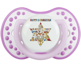 Judaísmo: Feliz diseño hanukkah-1: Clásico punta tetina blanquecino-malva Lovi Dynamic