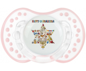 Judaísmo: Feliz diseño hanukkah-1: Retro-blanco-rosa-tierno clásico tetina punta Lovi Dynamic