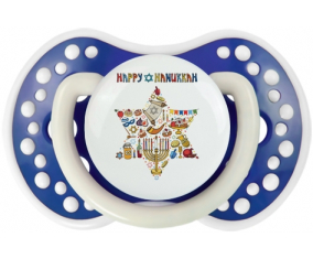 Judaísmo: Feliz diseño hanukkah-1: Punta tetina azul-marina fosforescente Lovi Dynamic