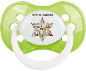 Judaísmo: Feliz hanukkah design-1: Classic Green Tetine punta anatómica