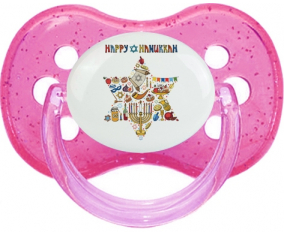 Judaísmo: Feliz hanukkah design-1: Punta de cereza tetina rosa de lentejuelas