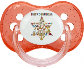 Judaísmo: Feliz hanukkah design-1: Punta de cereza tetina de lentejuelas rojas