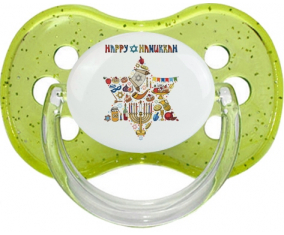 Judaísmo: Feliz hanukkah design-1: Punta de cereza tetina verde de lentejuelas