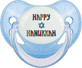 Judaísmo: Feliz hanukkah design-2: Punta fisiológica tetina de lentejuelas azules