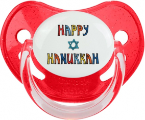 Judaísmo: Feliz hanukkah design-2: Punta fisiológica tetina de lentejuelas rojas