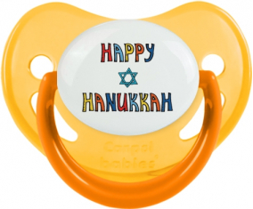 Judaísmo: Feliz hanukkah design-2: Punta fisiológica tetina amarilla fosforescente