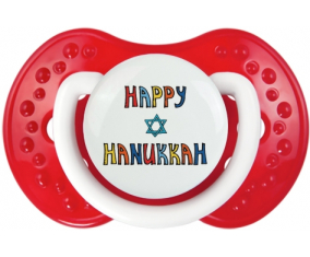 Judaísmo: Feliz diseño hanukkah-2: Clásico punta tetina de color rojo blanco Lovi Dynamic