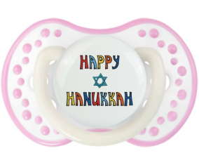 Judaísmo: Feliz diseño hanukkah-2: Punta tetina de color blanco-rosa fosforescente Lovi Dynamic