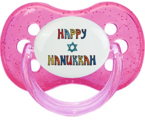 Judaísmo: Feliz hanukkah design-2: Punta de cereza tetina rosa de lentejuelas