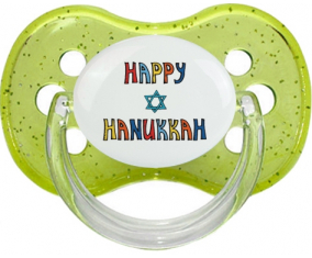 Judaísmo: Feliz hanukkah design-2: Punta de cereza tetina verde de lentejuelas