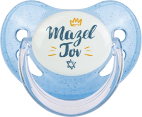 Judaísmo: mazel tov hebreo design-2: Punta fisiológica tetina de lentejuelas azules