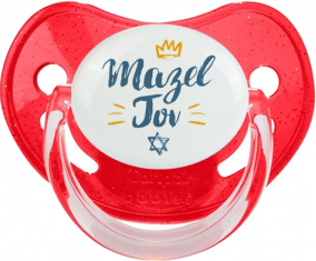 Judaísmo: mazel tov hebreo design-2: Punta fisiológica tetina de lentejuelas rojas