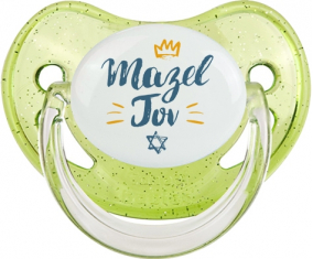 Judaísmo: mazel tov hebreo design-2: Punta fisiológica tetina verde de lentejuelas