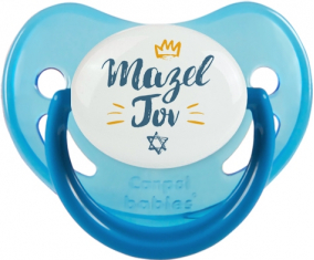 Judaísmo: mazel tov hebreo design-2: Punta fisiológica tetina fosforescente azul