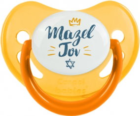 Judaísmo: mazel tov hebreo design-2: Punta fisiológica tetina fosforescente amarilla
