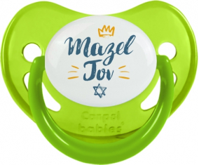 Judaísmo: mazel tov hebreo design-2: Punta fisiológica fosforescente tetina verde