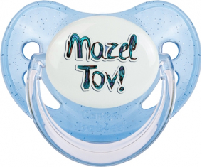 Judaísmo: mazel tov hebreo design-3: Punta fisiológica tetina de lentejuelas azules