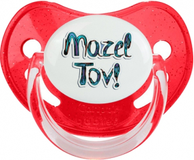 Judaísmo: mazel tov hebreo design-3: Punta fisiológica tetina de lentejuelas rojas