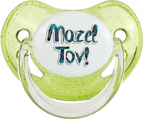 Judaísmo: mazel tov hebreo design-3: Punta fisiológica tetina verde de lentejuelas