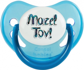 Judaísmo: mazel tov hebreo design-3: Punta fisiológica tetina fosforescente azul