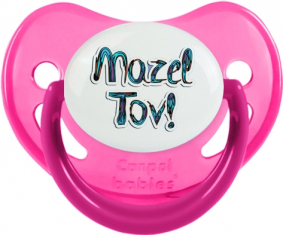 Judaísmo: mazel tov hebreo design-3: Punta fisiológica tetina fosforescente rosa