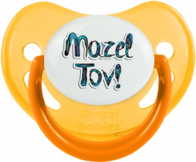 Judaísmo: mazel tov hebreo design-3: Punta fisiológica tetina fosforescente amarilla