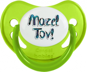 Judaísmo: mazel tov hebreo design-3: Punta fisiológica tetina verde fosforescente