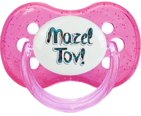 Judaísmo: mazel tov hebreo design-3: Punta de cereza tetina rosa de lentejuelas