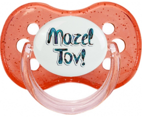 Judaísmo: mazel tov hebreo design-3: Punta de cereza tetina de lentejuelas rojas