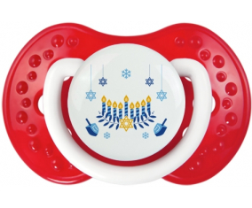 Judaísmo: Diseño hanukkah-2: Punta tetina de color rojo blanco clásico Lovi Dynamic
