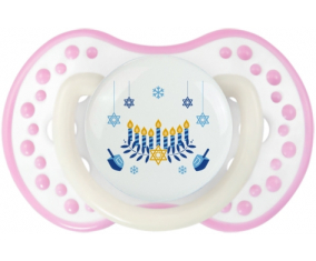 Judaísmo: Diseño hanukkah-2: Punta tetina de color blanco-rosa fosforescente Lovi Dynamic