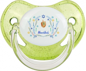 Judaísmo: Hanukkah design-3: Punta fisiológica tetina verde de lentejuelas