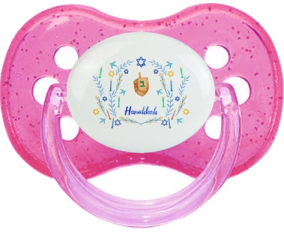 Judaísmo: Diseño hanukkah-3: Punta de cereza tetina rosa de lentejuelas