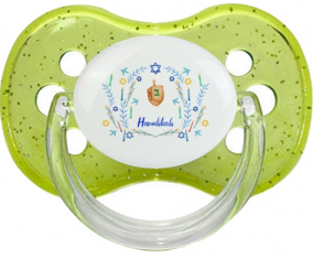 Judaísmo: Diseño hanukkah-3: Punta de cereza tetina verde de lentejuelas