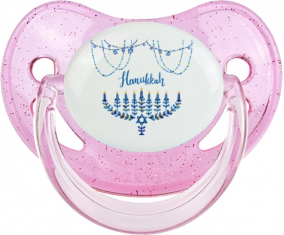 Judaísmo: Diseño hanukkah-4: Punta fisiológica tetina rosa de lentejuelas
