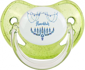 Judaísmo: Hanukkah design-4: Punta fisiológica tetina verde de lentejuelas