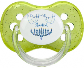 Judaísmo: Diseño hanukkah-4: Punta de cereza tetina verde de lentejuelas