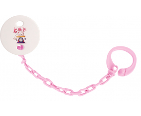 Attache-TetineAnimaux Funny Cat design-1 color rosa claro