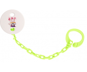 Attache-TetineAnimaux Funny Cat design-1 color verde